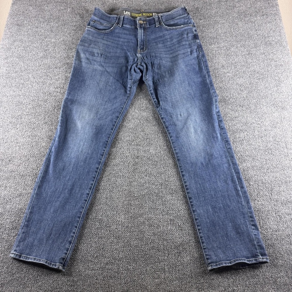 Lee Jeans Mens 34x34 Blue Extreme Motion MVP Straight Stretch Denim 2018227